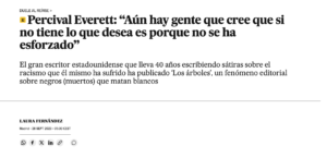 Captura de artículo sobre Percival Everett