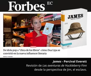 Dua Lipa recomienda James de Percival Everett, una relectura de Huckleberry Finn