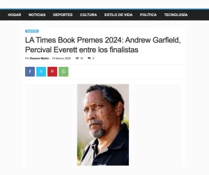 ames de Percival Everett, finalista en los premios LA Times Book Prizes 2024, con una mención destacada en el periódico.